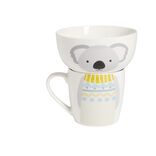 Ensemble bol et mug en porcelaine motif enfant motif koala H15cm