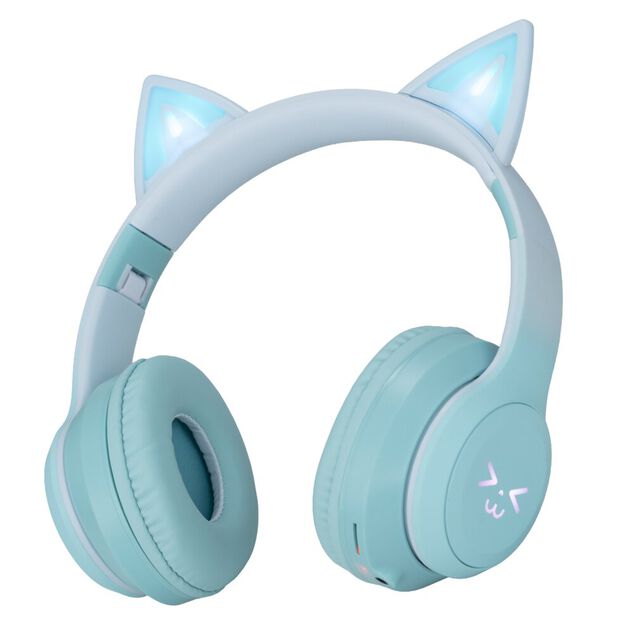 Casque audio enfant oreille chat LED RGB bluetooth USBC et micro (3 mod&egrave;les)