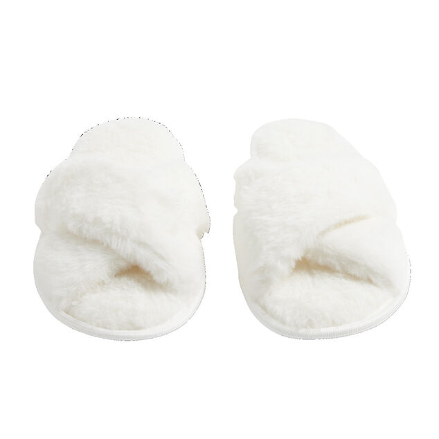 Chaussons femme blanc peluche brides croisée T38/39