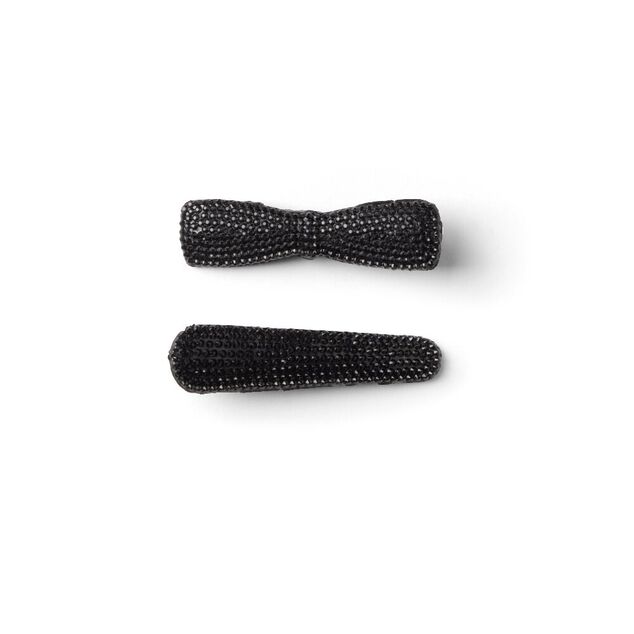Lot de 2 pinces &agrave; cheveux plates crocodile &agrave; strass noir