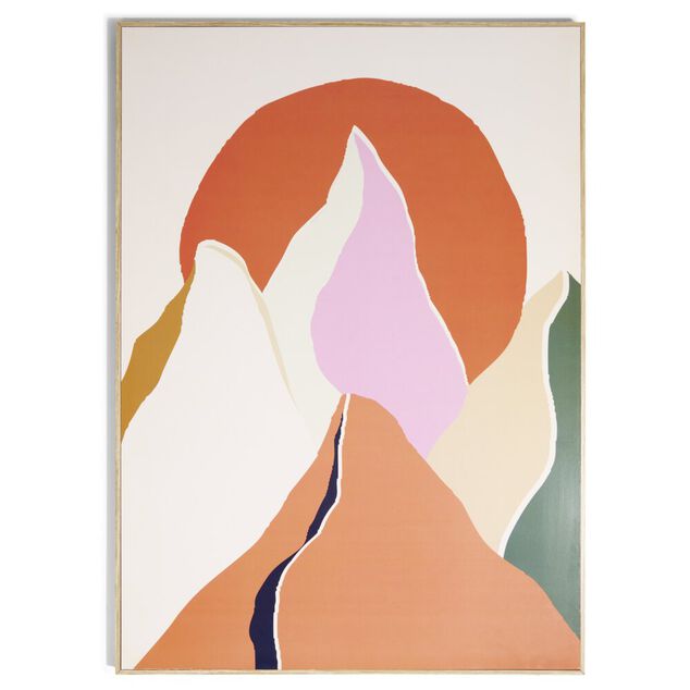 Cadre d&eacute;co en bois motif abstrait montagne 50x70cm