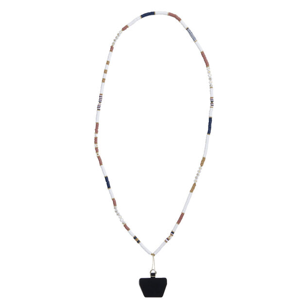 Bijou cha&icirc;ne de t&eacute;l&eacute;phone perles en plastique multicolore L120cm