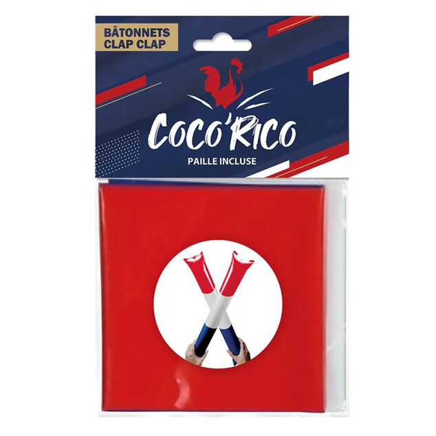 B&acirc;tonnet clap clap Cocorico x2 bleu blanc rouge L60cm