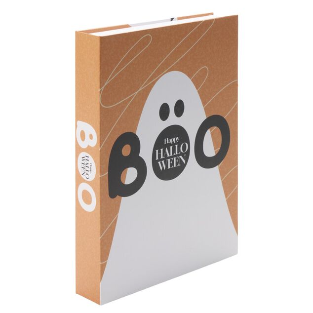 Bo&icirc;te livre d&eacute;co Halloween fant&ocirc;me cute rangement papier carton 18x25x&eacute;p.3,7 cm