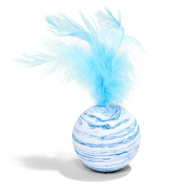 Balle pour chat avec plume &Oslash;4xH13cm (2 mod&egrave;les)
