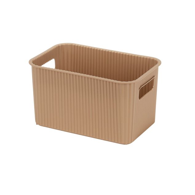 Pani&egrave;re de rangement 4L rectangulaire plastique marron 25,5x17xH12,5cm