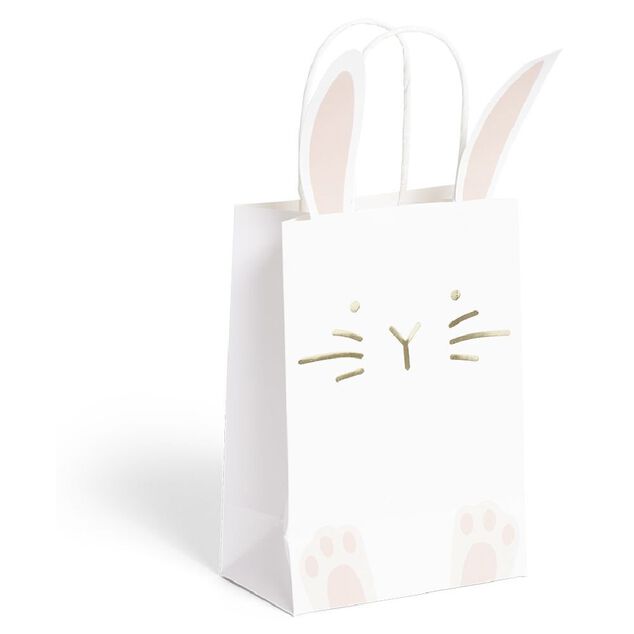 Lot de 4 sacs en papier 14x30cm forme lapin de Pâques