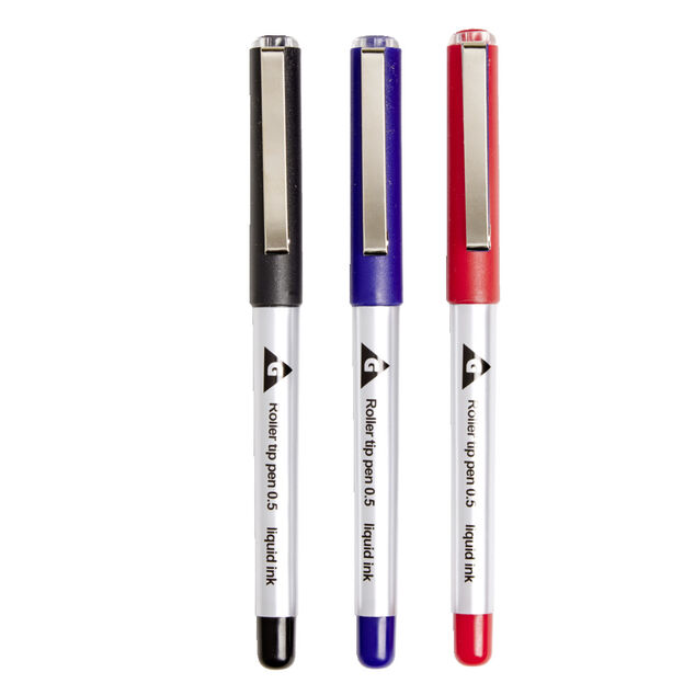 Stylo gel encre liquide noir bleu rouge x3