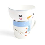 Ensemble mug 355ml avec bol 520ml porcelaine motif bonhomme de neige