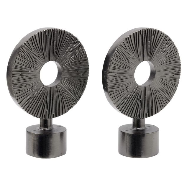 Embout tringle &agrave; rideau &Oslash;20mm rond stri&eacute; ajour&eacute; aluminium x2