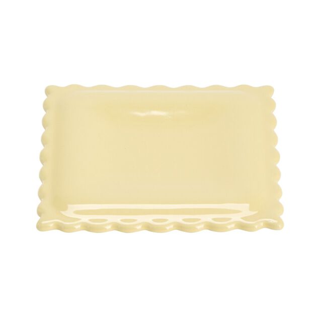 Repose-cuill&egrave;re forme raviole carr&eacute; c&eacute;ramique beige 15x15cm