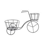 Porte plante en m&eacute;tal noir forme v&eacute;lo tricycle 44x20xH28cm