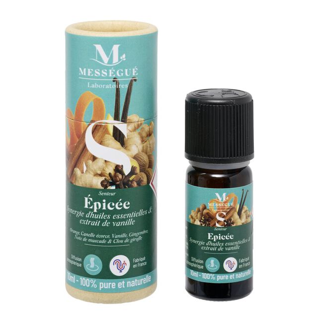 Huile essentielle Mess&eacute;gu&eacute; synergie orange canelle senteur &eacute;pic&eacute;e 10ml