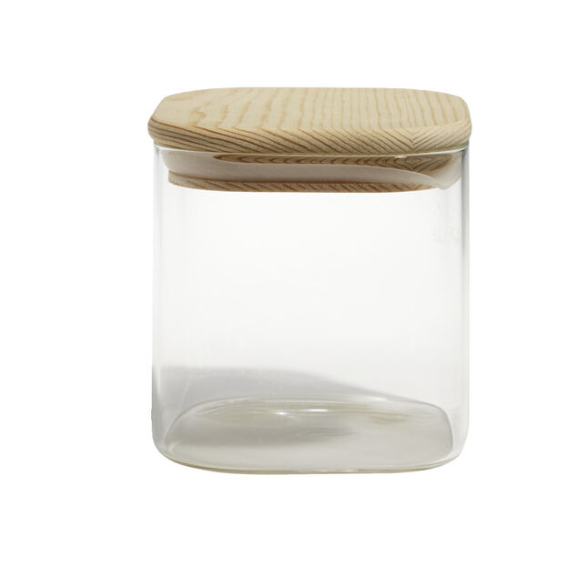 Bocal de conservation 60cl en verre avec couvercle en bois