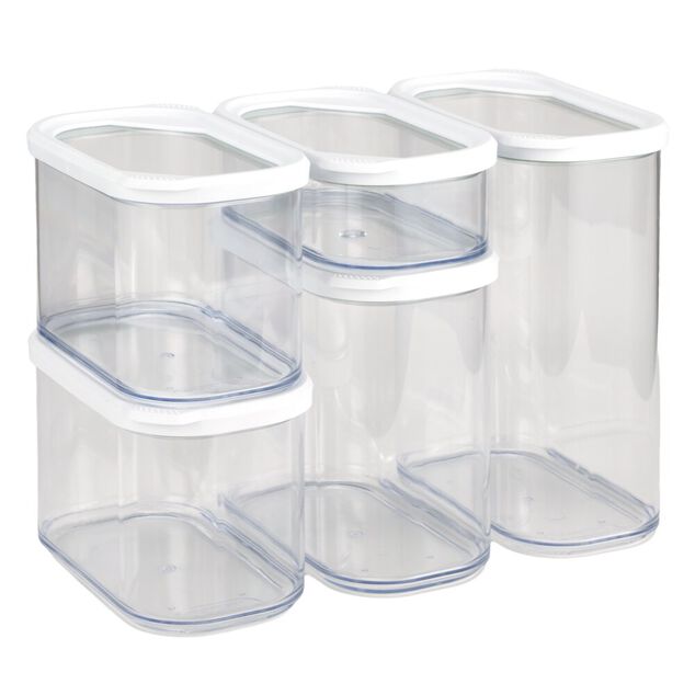 Bo&icirc;te de conservation x5 transparente avec couvercle blanc 0,4 &agrave; 2L