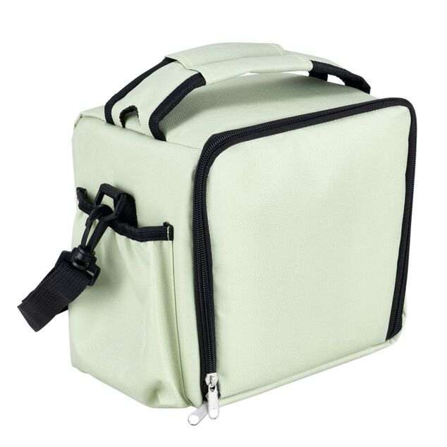 Set lunch bag isotherme tissu blanc 3 bo&icirc;tes et 1 bloc de glace 18x17xH20,5cm