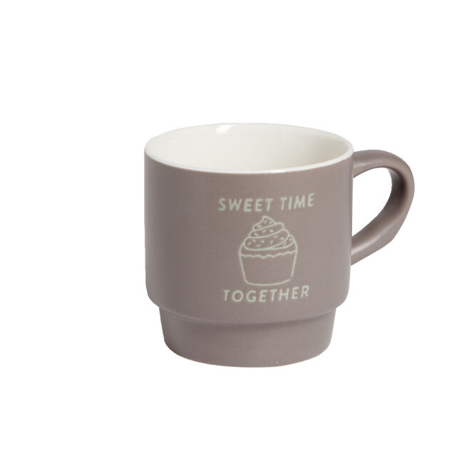 Mug empilables en c&eacute;ramique motifs et couleurs assorties 300ml 4 pi&egrave;ces