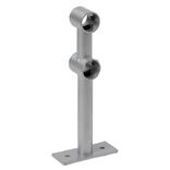 Support double fixe m&eacute;tal gris pour tringle &agrave; rideau &Oslash;1,6xL15,5cm