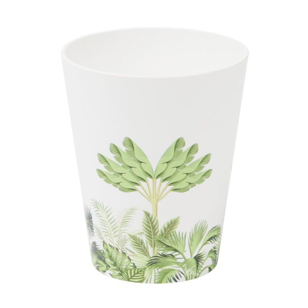 Gobelet plastique 30cl motif feuillage tropical blanc et vert &Oslash;8xH9,5cm