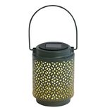 Lanterne solaire &agrave; poser ou suspendre m&eacute;tal ajour&eacute; &Oslash;8xH11cm