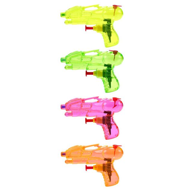 Mini pistolet à eau translucide 11,5x2xH7,5cm (4 pièces)