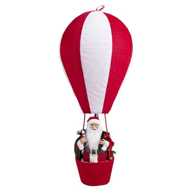 Montgolfi&egrave;re du p&egrave;re No&euml;l feutrine rouge et blanc XL &Oslash;65xH150cm