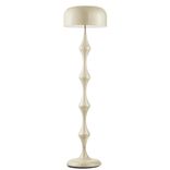 Lampadaire pied ondul&eacute; m&eacute;tal et plastique beige &Oslash;45xH156cm
