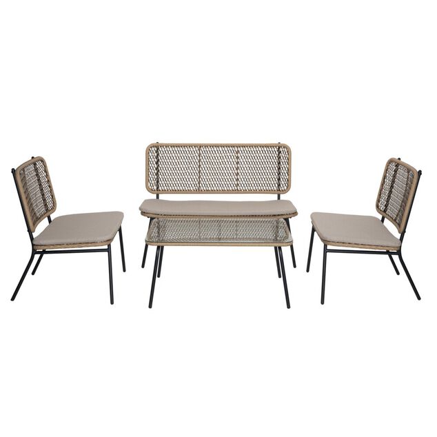 Salon de jardin 4 personnes Bali marron naturel