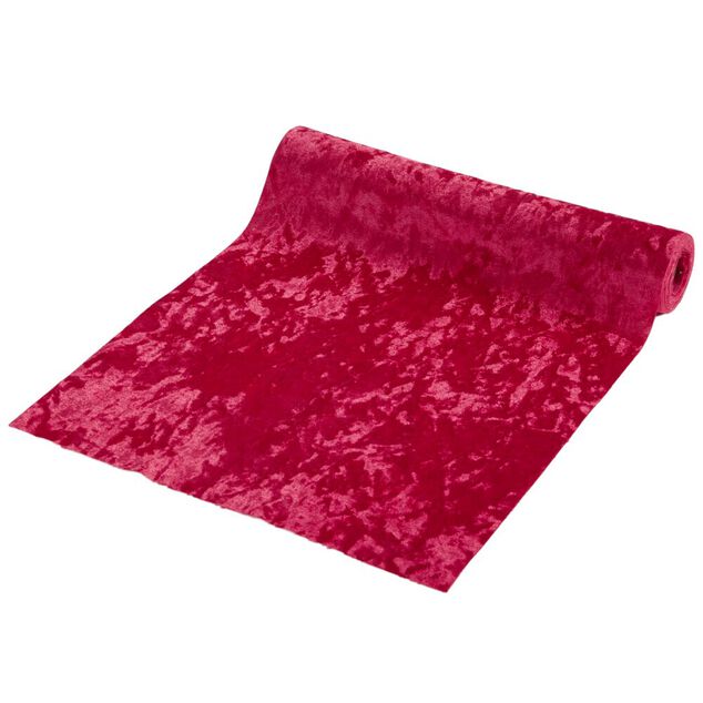 Chemin de table imitation velours L300X28 cm rouge