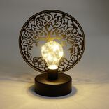 Lanterne LED arbre de vie m&eacute;tal noir 18x10xH21,5cm