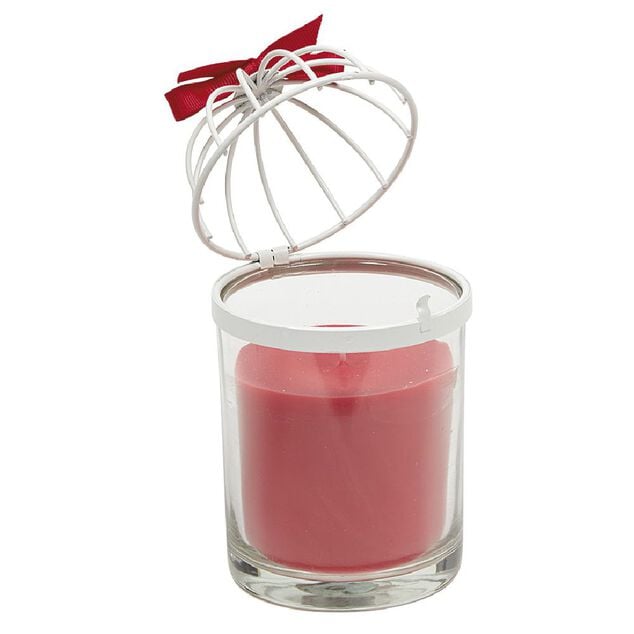 Bougie cage &agrave; oiseau rouge