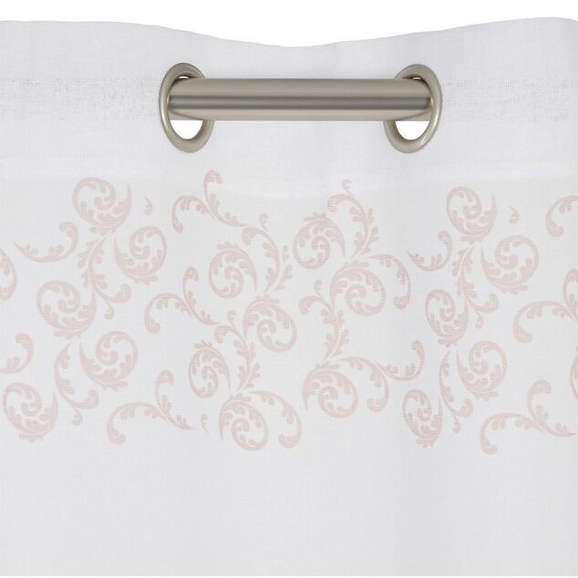 Voilage polyester 140x240cm imprim&eacute; rose et blanc