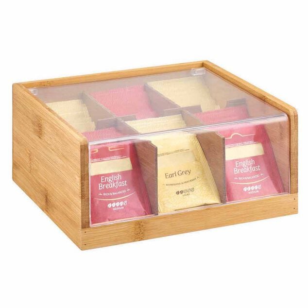 Bo&icirc;tes &agrave; th&eacute; en bambou avec couvercle transparent