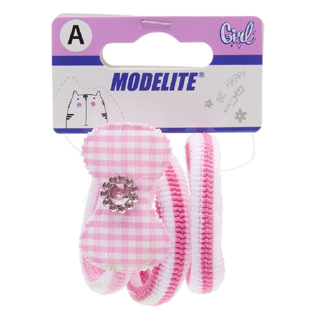 &Eacute;lastique enfant rose et blanc x3