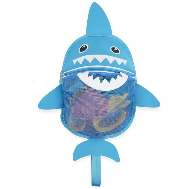 Sac de plage enfant forme animal bleu 30x25xH9,5cm (2 mod&egrave;les requin ou grenouille)