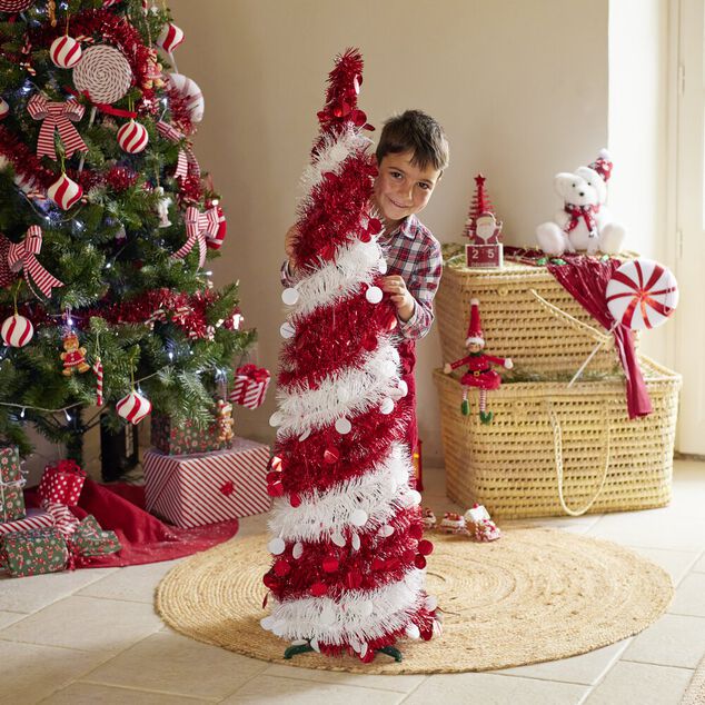 Sapin de No&euml;l artificiel POP UP rouge et blanc &Oslash;30xH120cm