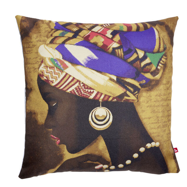 Housse coussin africaine 1 face imprimée 1 face unie 45x45cm - 4 modèles