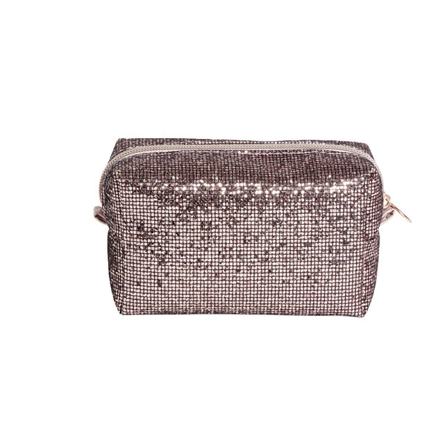 Pochette paillet&eacute;e rectangulaire 15x7xH9cm - 2 mod&egrave;les rose ou noir