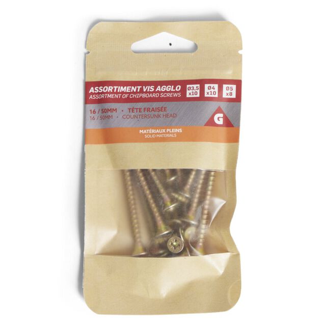 Assortiment de vis agglo &agrave; t&ecirc;te frais&eacute;e 16/50mm - Mat&eacute;riaux pleins