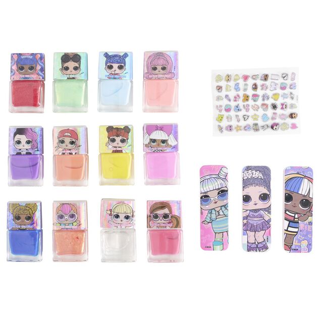 Set beaut&eacute; enfant vernis nail art et 16 accessoires licences 29,5x29,5cm
