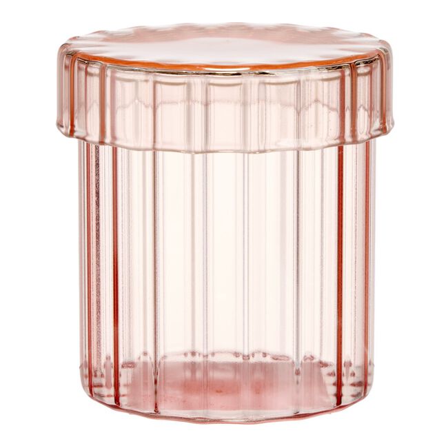 Bocal alimentaire verre color&eacute; 550ml haute r&eacute;sistance rose clair &Oslash;10xH10,5cm