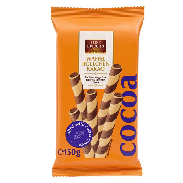 Gaufrettes roul&eacute;es fourr&eacute;s cr&egrave;me cacao 150gr
