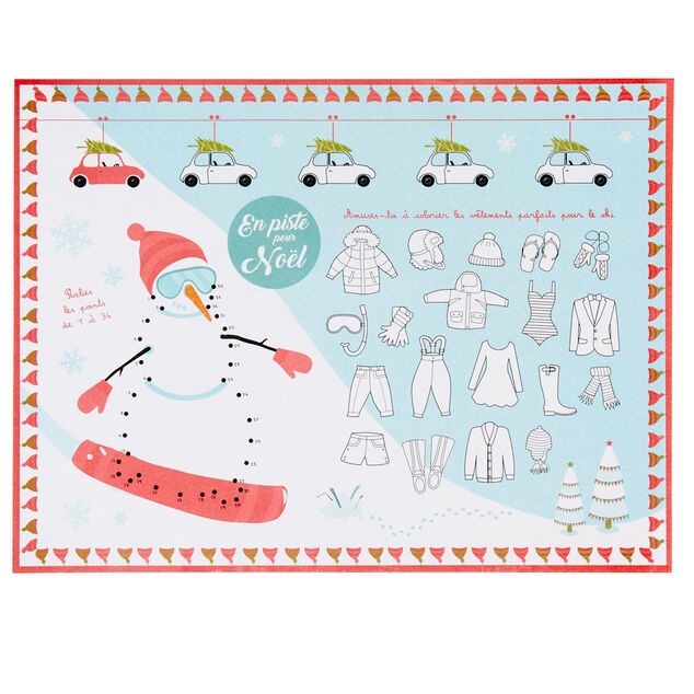 Set de table avec jeux en piste No&euml;l x10