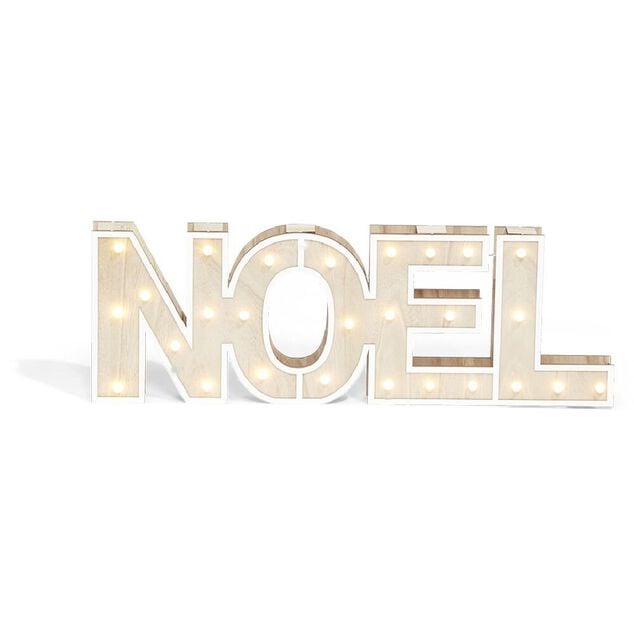 Décoration lumineuse à poser lettres Noël bois