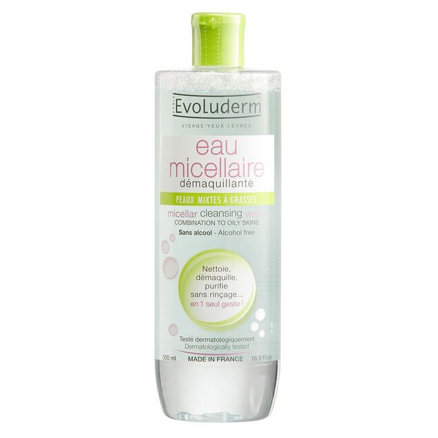 Eau micellaire Evoluderm d&eacute;maquillante peaux mixtes 500 ml