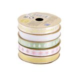 Ruban Noël x5 en tissu thème pastel 2m