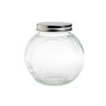 Bocal en verre 1.5L transparent couvercle m&eacute;tal 16x11,5xH16cm