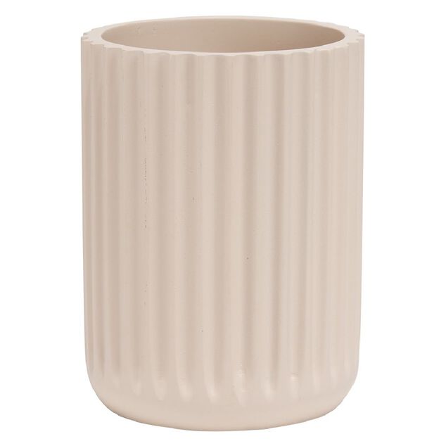 Gobelet plastique rose effet rainur&eacute; &Oslash;7,5xH10cm