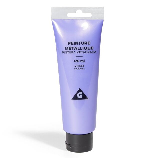 Tube peinture acrylique 120ml violet m&eacute;tallis&eacute;