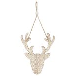 Décoration de Noël tête de renne en bois à suspendre